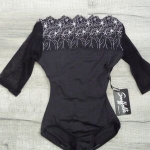 Stormy Weather Bateau Neck Half Sleeve Leotard